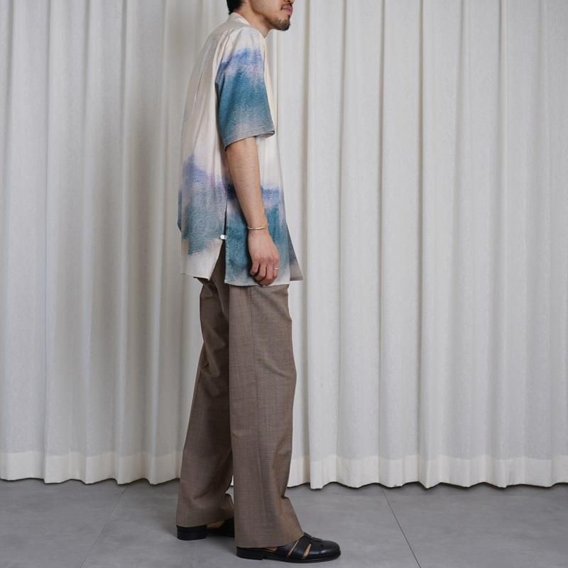 25S/SۡYOKE 衼 LANDSCAPE PRINTED OPEN COLLAR SHIRT / IVORY