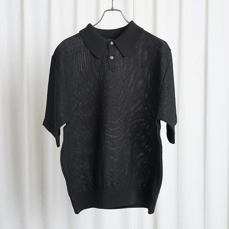 25S/SۡBATONER Хȥʡ OX SUMMER KNIT POLO S/S / BLACK
