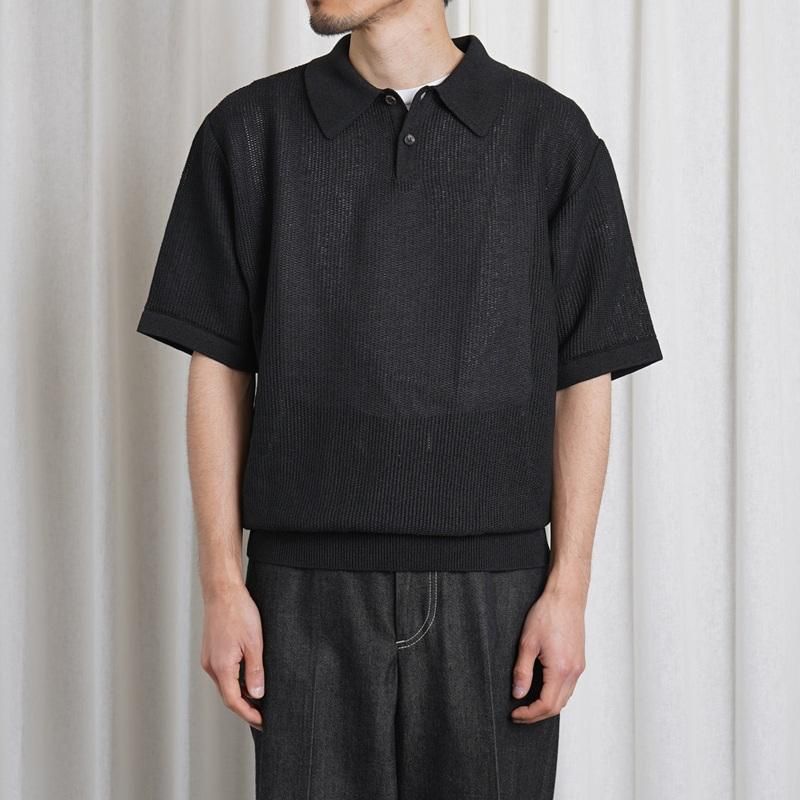 25S/SۡBATONER Хȥʡ OX SUMMER KNIT POLO S/S / BLACK
