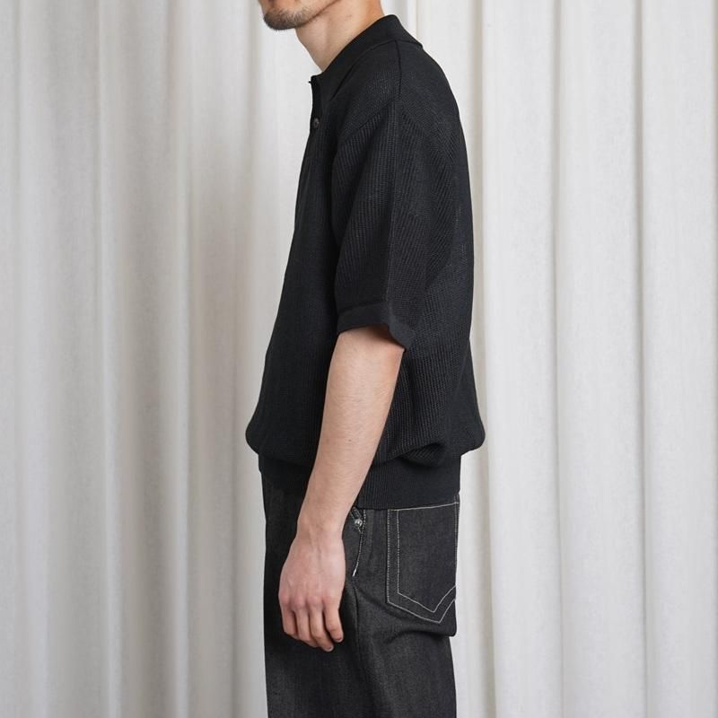 25S/SۡBATONER Хȥʡ OX SUMMER KNIT POLO S/S / BLACK
