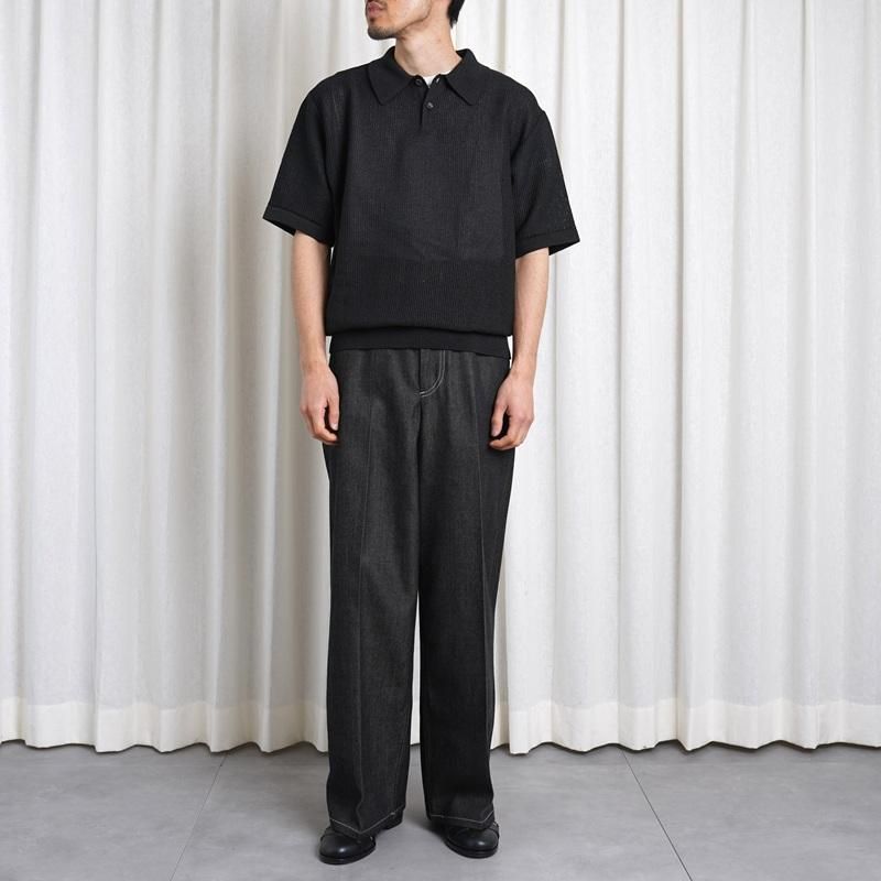 25S/SۡBATONER Хȥʡ OX SUMMER KNIT POLO S/S / BLACK
