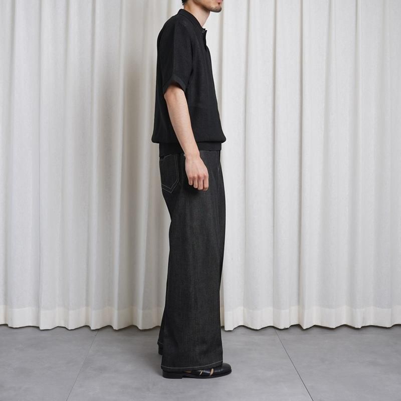 25S/SۡBATONER Хȥʡ OX SUMMER KNIT POLO S/S / BLACK
