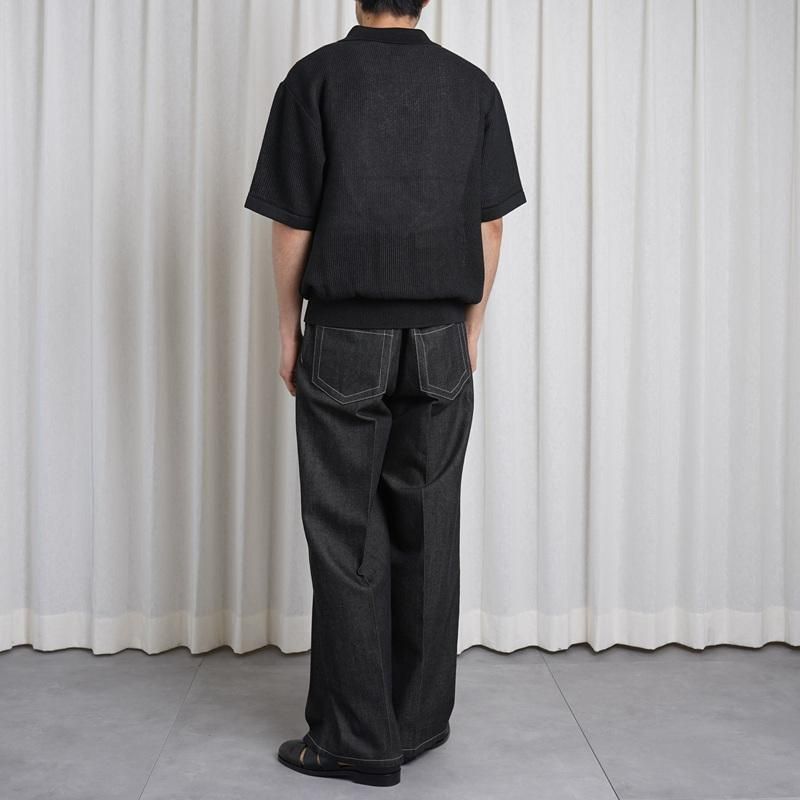 25S/SۡBATONER Хȥʡ OX SUMMER KNIT POLO S/S / BLACK
