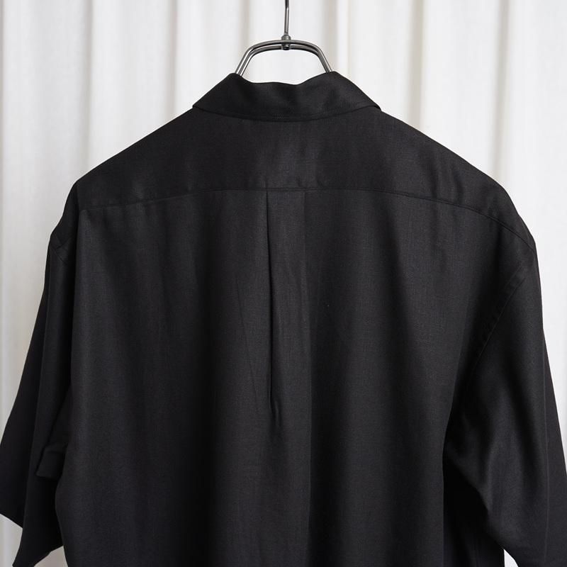 25S/SۡULTERIOR ƥꥢ RAYON LINEN TWILL HALF-ZIP SHIRT / BLACK