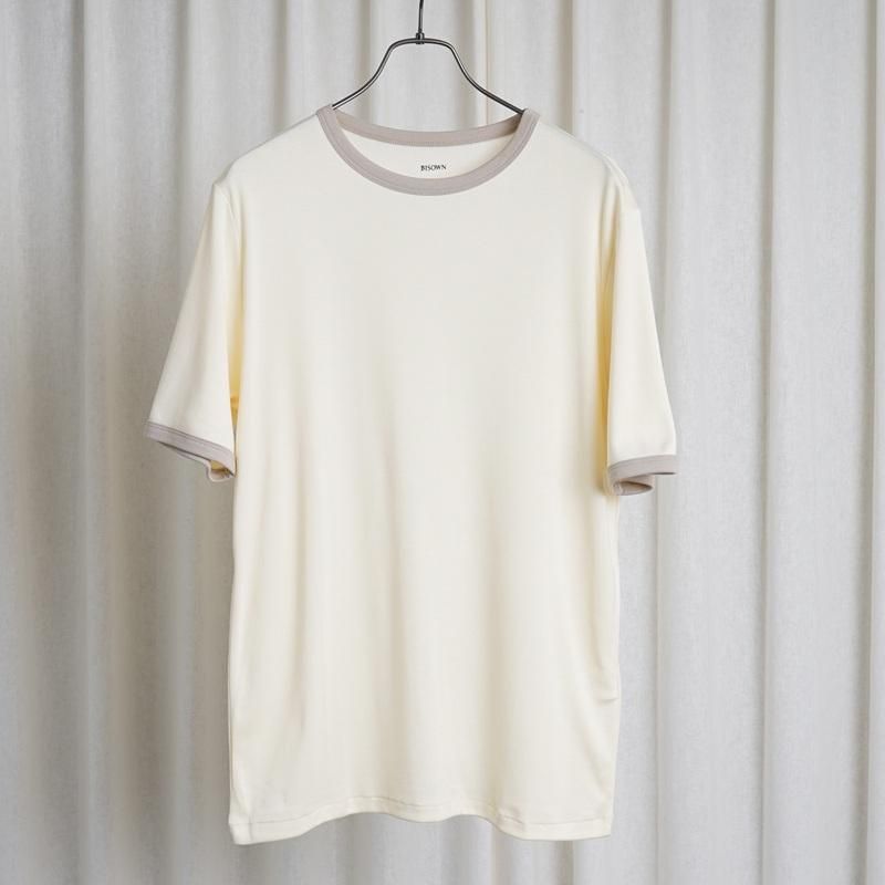 25S/S BISOWN ӥ  TRIM TEE / WHITEGRAY