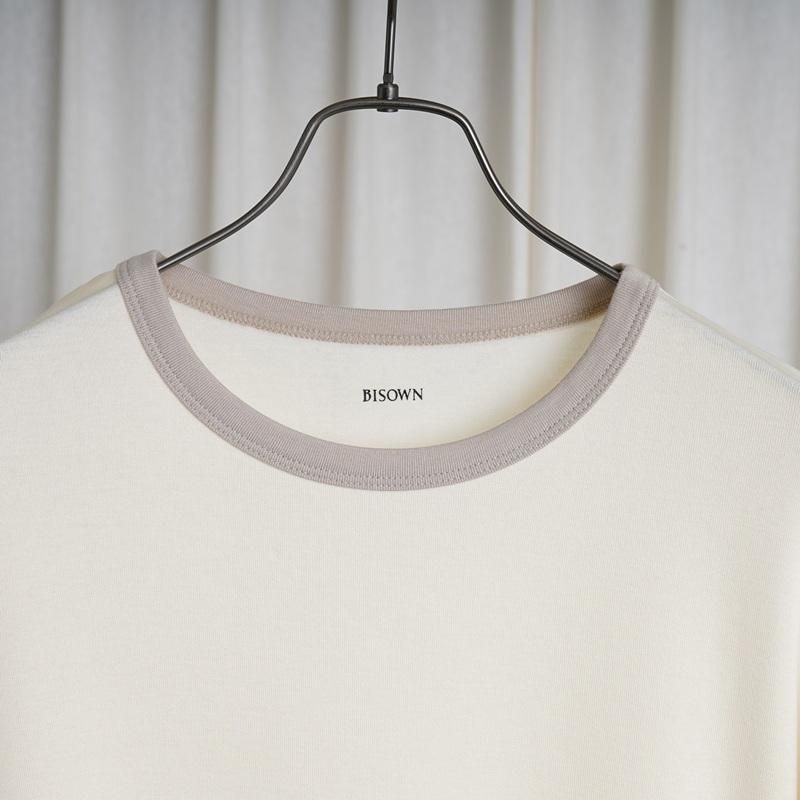 25S/S BISOWN ӥ  TRIM TEE / WHITEGRAY