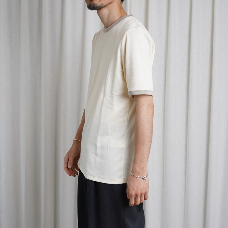 25S/S BISOWN ӥ  TRIM TEE / WHITEGRAY