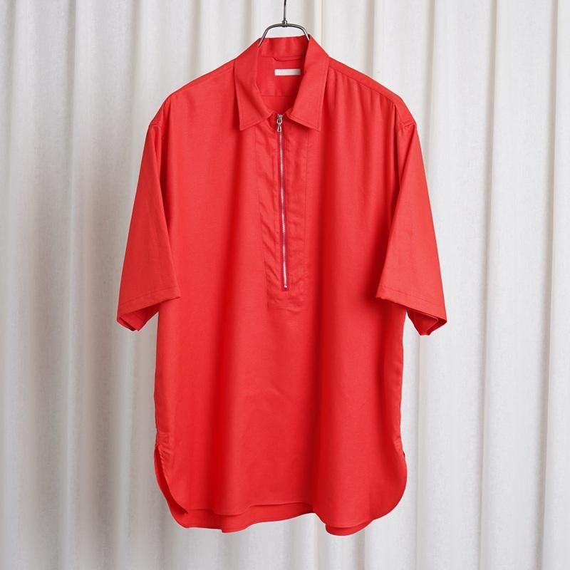 【25S/S】【ULTERIOR アルテリア】 RAYON LINEN TWILL HALF-ZIP SHIRT / RED