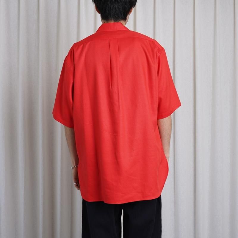 25S/SۡULTERIOR ƥꥢ RAYON LINEN TWILL HALF-ZIP SHIRT / RED