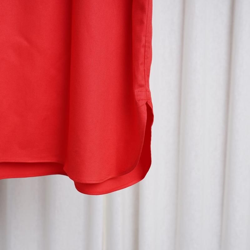 25S/SۡULTERIOR ƥꥢ RAYON LINEN TWILL HALF-ZIP SHIRT / RED
