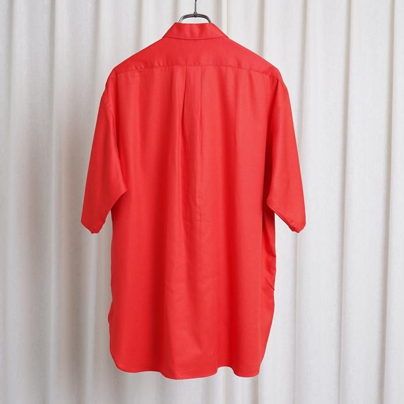 25S/SۡULTERIOR ƥꥢ RAYON LINEN TWILL HALF-ZIP SHIRT / RED