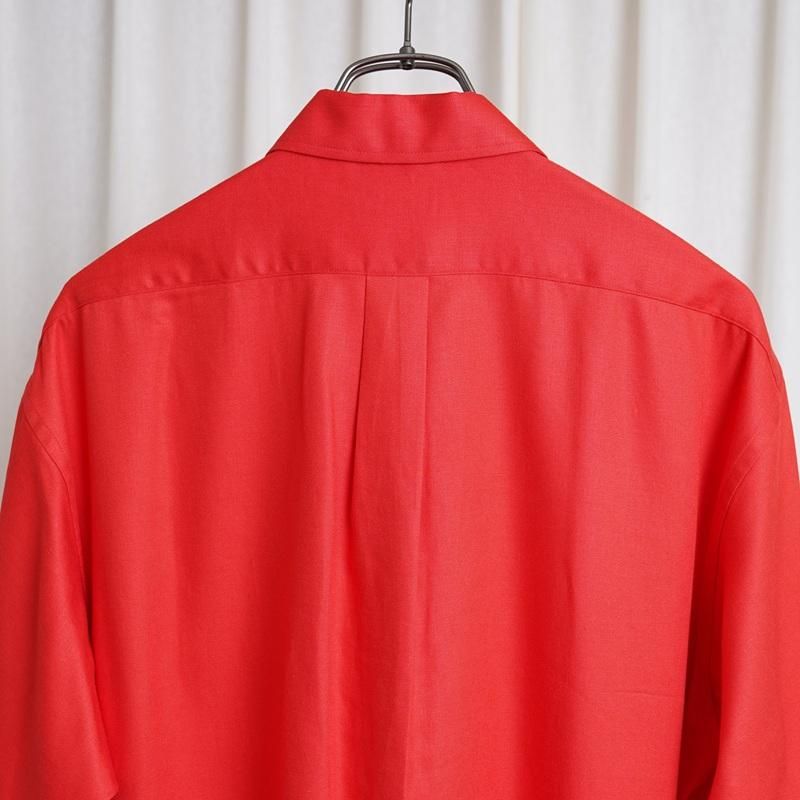 25S/SۡULTERIOR ƥꥢ RAYON LINEN TWILL HALF-ZIP SHIRT / RED