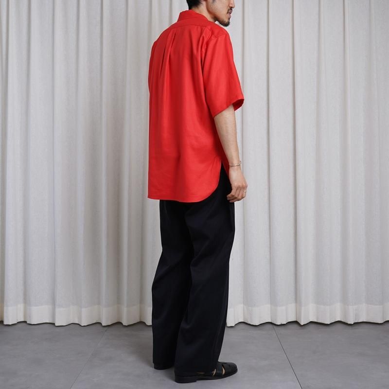 25S/SۡULTERIOR ƥꥢ RAYON LINEN TWILL HALF-ZIP SHIRT / RED