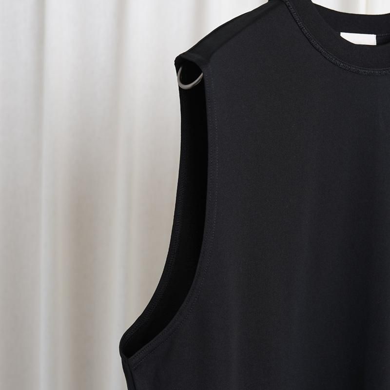 25S/S ULTERIOR ƥꥢ SUVIN SUEDED TENJIKU SLEEVELESS TEE / BLACK