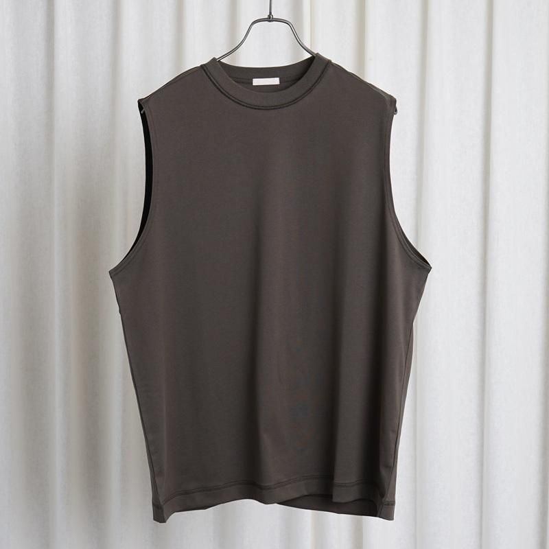 【25S/S】 【ULTERIOR アルテリア】 SUVIN SUEDED TENJIKU SLEEVELESS TEE / KHAKI BROWN