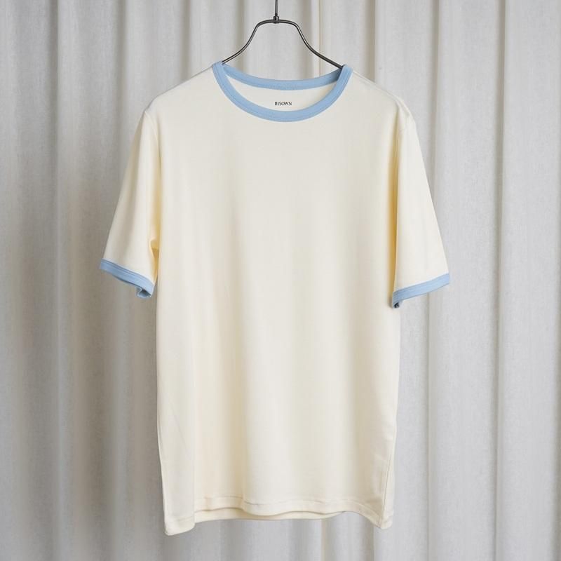 【25S/S】 【BISOWN ビソウン】 TRIM TEE / WHITE×L.BLUE