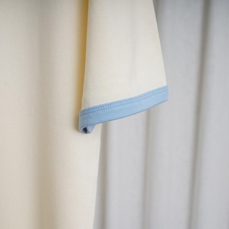 25S/S BISOWN ӥ  TRIM TEE / WHITEL.BLUE