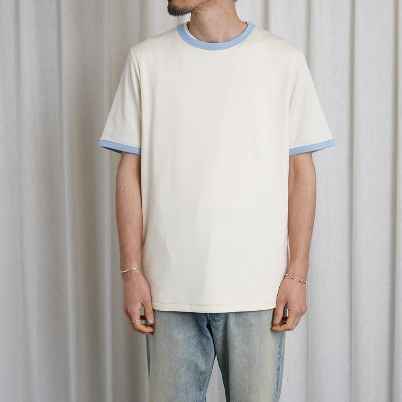 25S/S BISOWN ӥ  TRIM TEE / WHITEL.BLUE