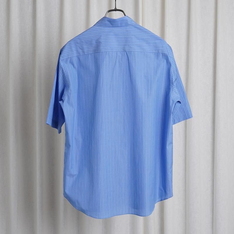25S/SۡAURALEE ꡼ SUVIN HIGH COUNT CLOTH STRIPE HALF SLEEVED SHIRT  / BLUE STRIPE
