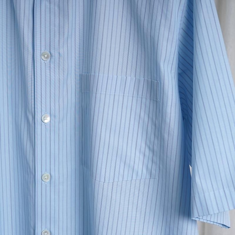 25S/SۡAURALEE ꡼ SUVIN HIGH COUNT CLOTH STRIPE HALF SLEEVED SHIRT  / LIGHT BLUE STRIPE
