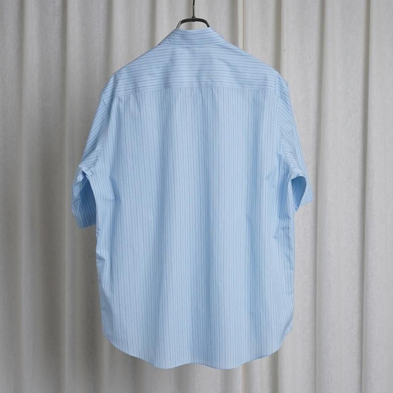 25S/SۡAURALEE ꡼ SUVIN HIGH COUNT CLOTH STRIPE HALF SLEEVED SHIRT  / LIGHT BLUE STRIPE
