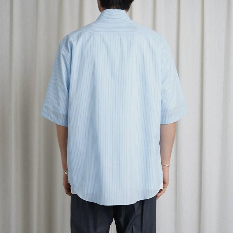 25S/SۡAURALEE ꡼ SUVIN HIGH COUNT CLOTH STRIPE HALF SLEEVED SHIRT  / LIGHT BLUE STRIPE
