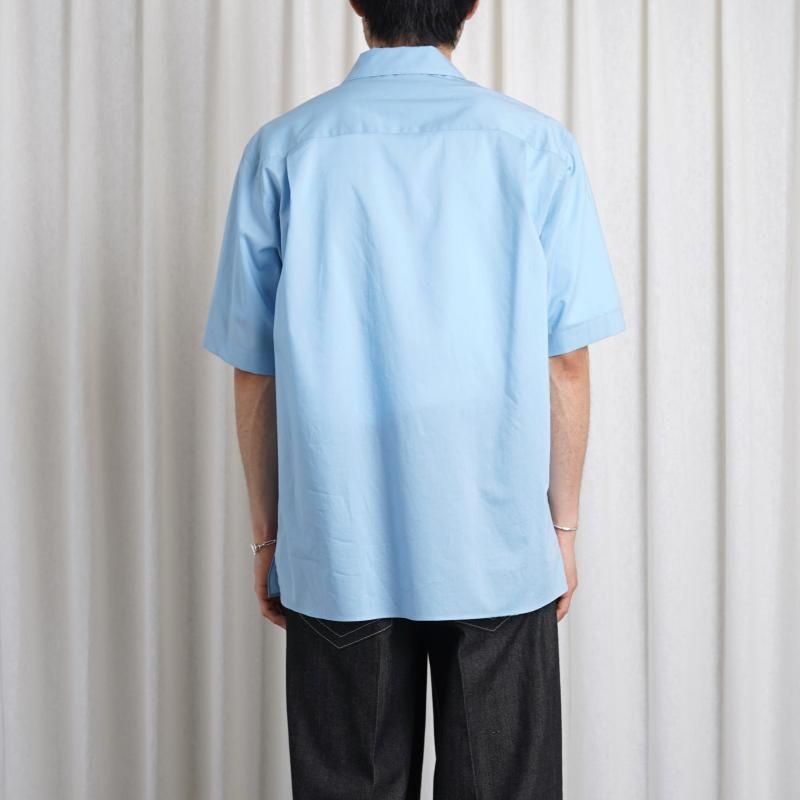 25S/SۡAURALEE ꡼ WASHED FINX TYPEWRITER OPEN COLLAR HALF SLEEVED SHIRT  / LIGHT BLUE
