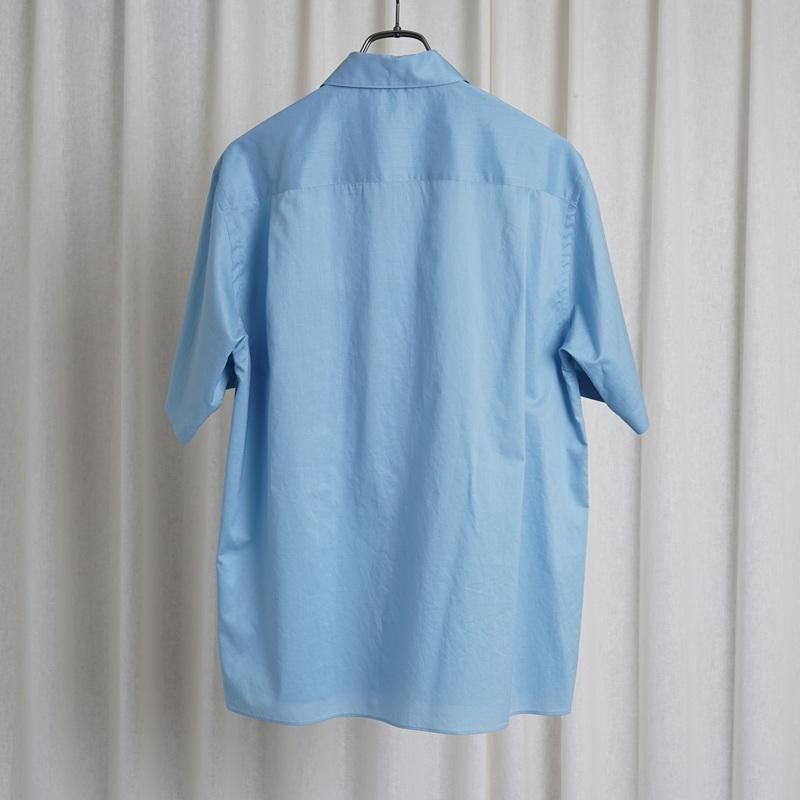 25S/SۡAURALEE ꡼ WASHED FINX TYPEWRITER OPEN COLLAR HALF SLEEVED SHIRT  / LIGHT BLUE
