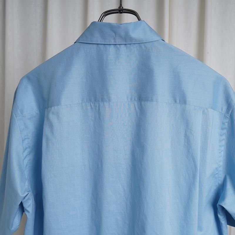 25S/SۡAURALEE ꡼ WASHED FINX TYPEWRITER OPEN COLLAR HALF SLEEVED SHIRT  / LIGHT BLUE
