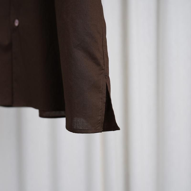 25S/SۡAURALEE ꡼ WASHED FINX TYPEWRITER OPEN COLLAR HALF SLEEVED SHIRT  / DARK BROWN
