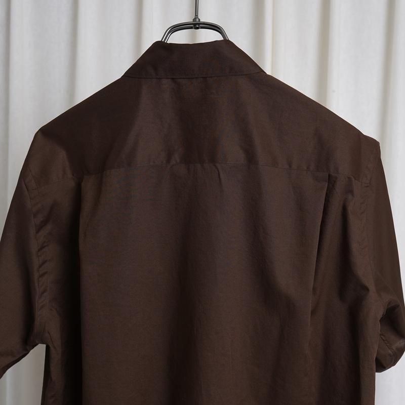 25S/SۡAURALEE ꡼ WASHED FINX TYPEWRITER OPEN COLLAR HALF SLEEVED SHIRT  / DARK BROWN
