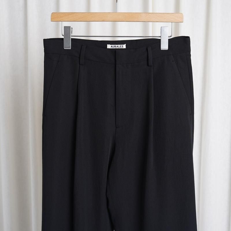 25S/SۡAURALEE ꡼ LIGHT COTTON WOOL VIYELLA SLACKS / BLACK