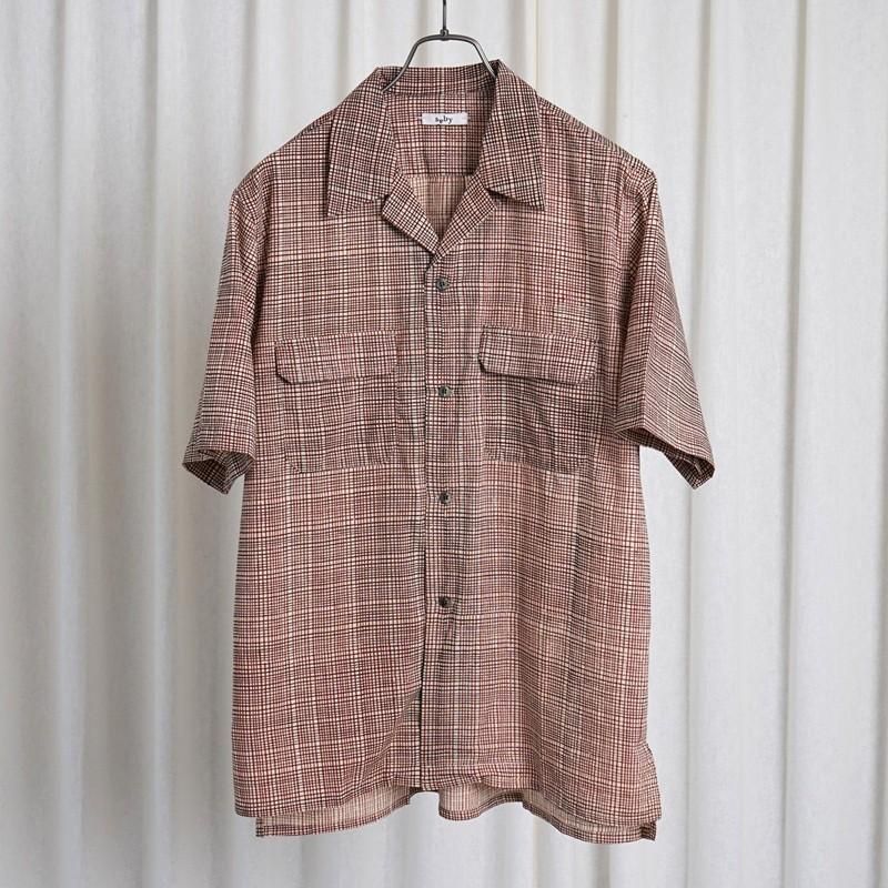 【25S/S】 【Saby サバイ】 OPEN COLLAR SHIRT - India Batik Fab - / BRICK
