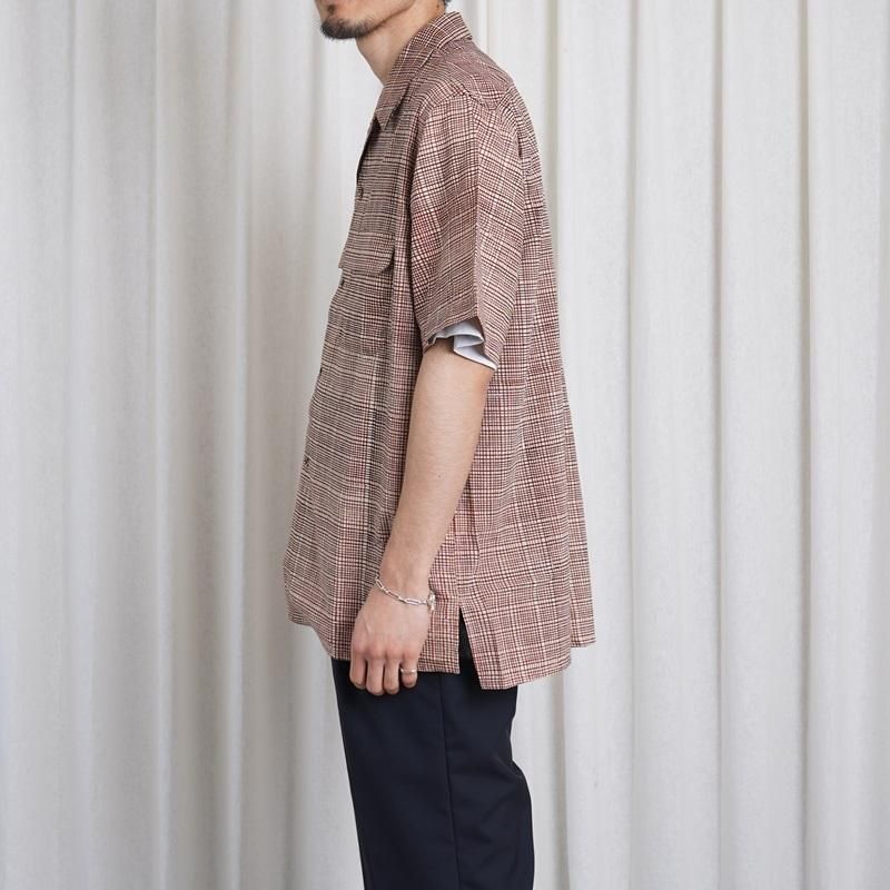 25S/S Saby Х OPEN COLLAR SHIRT - India Batik Fab - / BRICK
