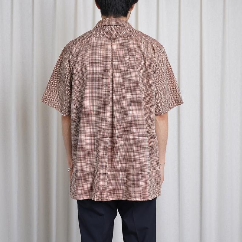 25S/S Saby Х OPEN COLLAR SHIRT - India Batik Fab - / BRICK