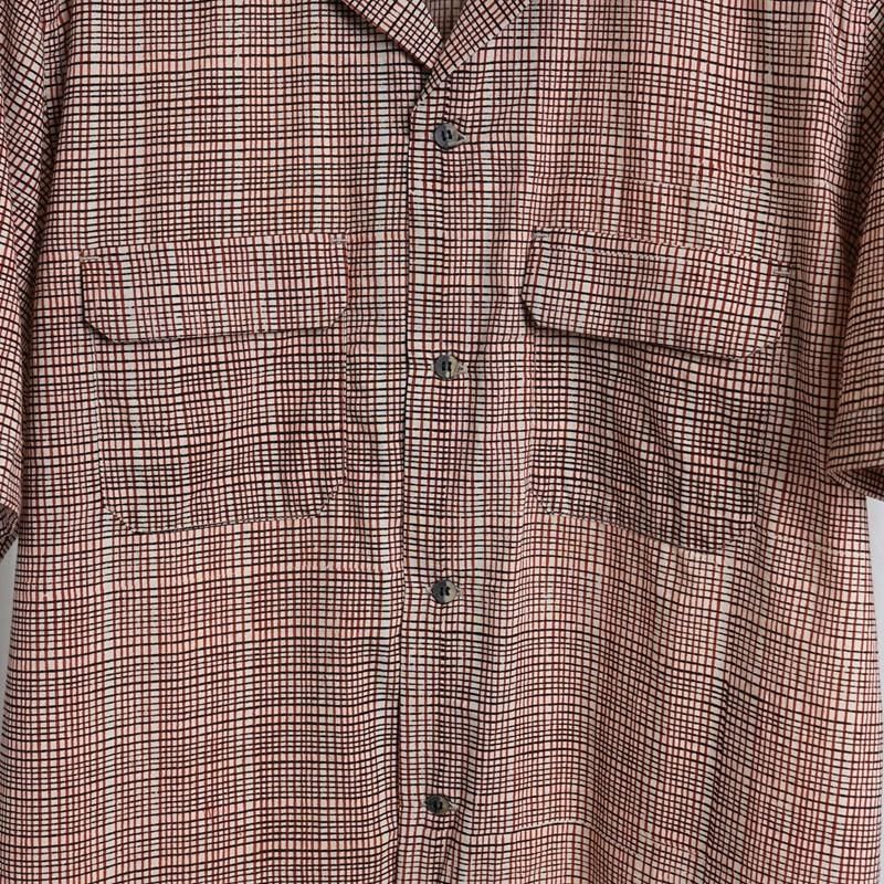 25S/S Saby Х OPEN COLLAR SHIRT - India Batik Fab - / BRICK