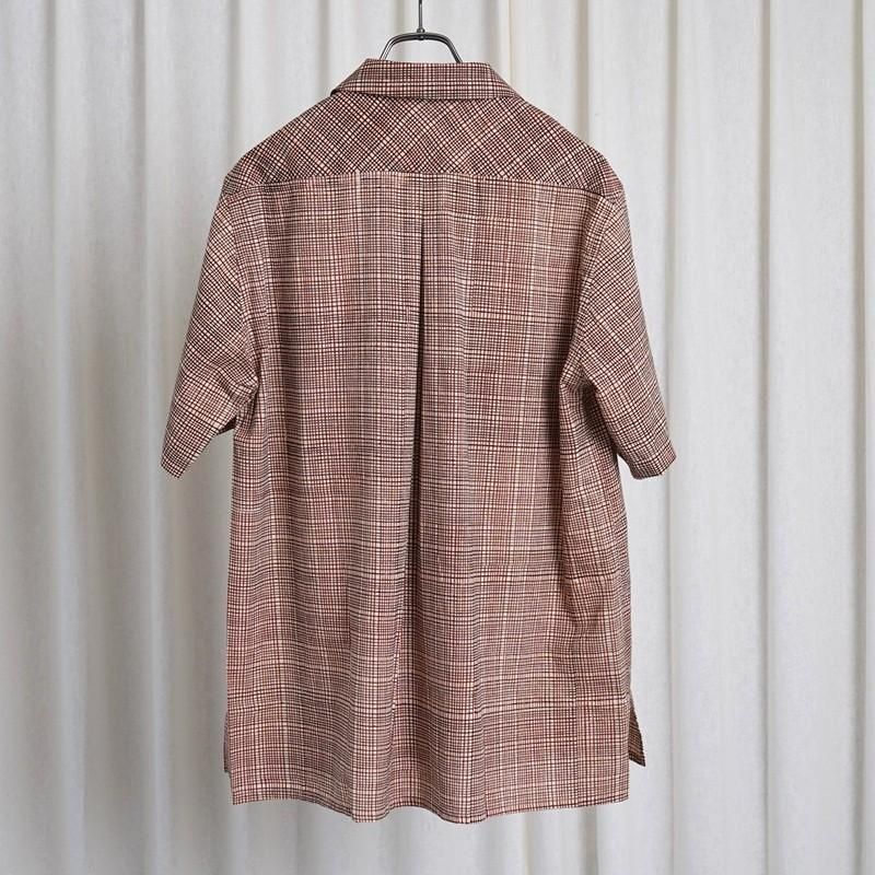 25S/S Saby Х OPEN COLLAR SHIRT - India Batik Fab - / BRICK