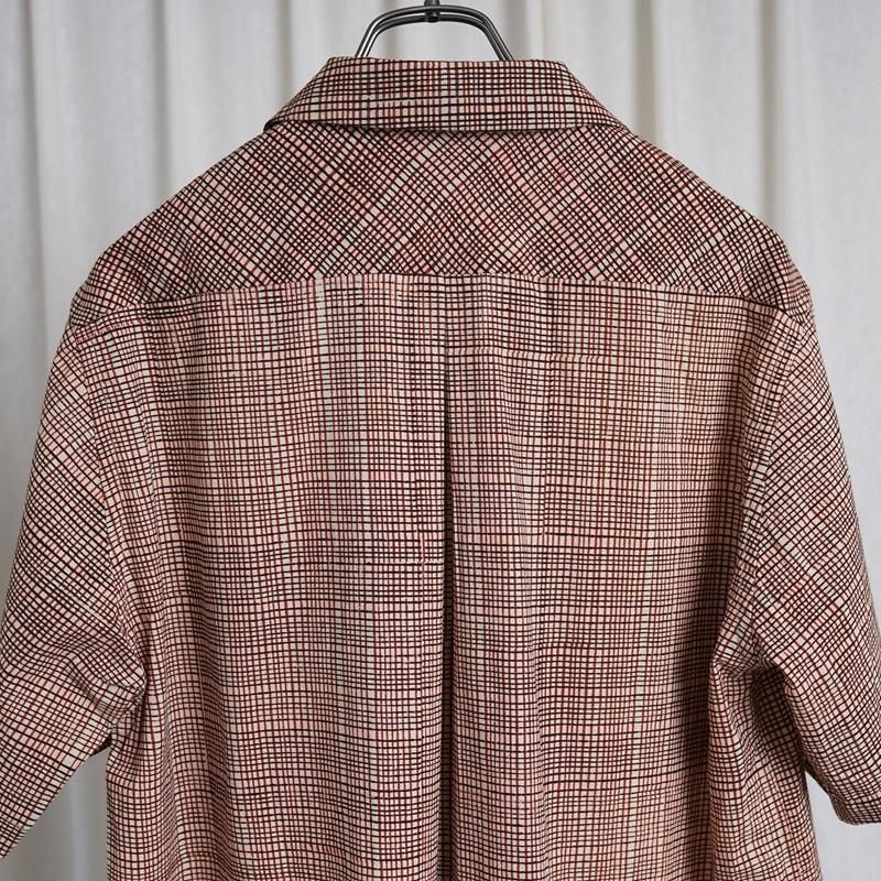 25S/S Saby Х OPEN COLLAR SHIRT - India Batik Fab - / BRICK