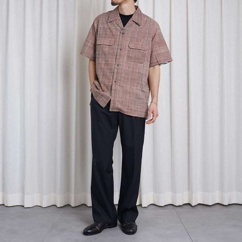 25S/S Saby Х OPEN COLLAR SHIRT - India Batik Fab - / BRICK
