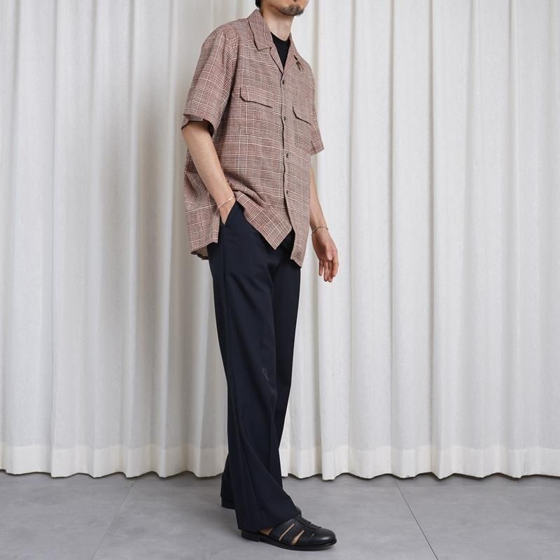25S/S Saby Х OPEN COLLAR SHIRT - India Batik Fab - / BRICK