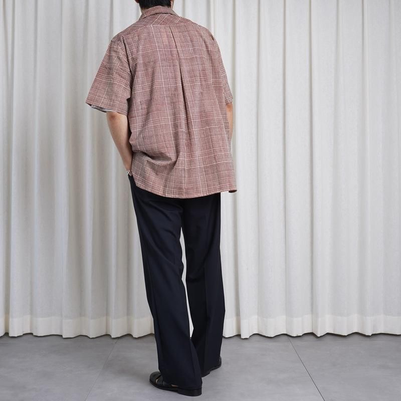 25S/S Saby Х OPEN COLLAR SHIRT - India Batik Fab - / BRICK