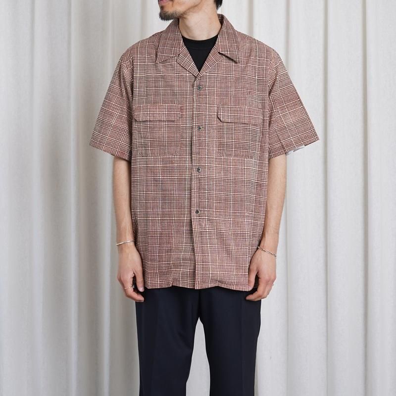 25S/S Saby Х OPEN COLLAR SHIRT - India Batik Fab - / BRICK