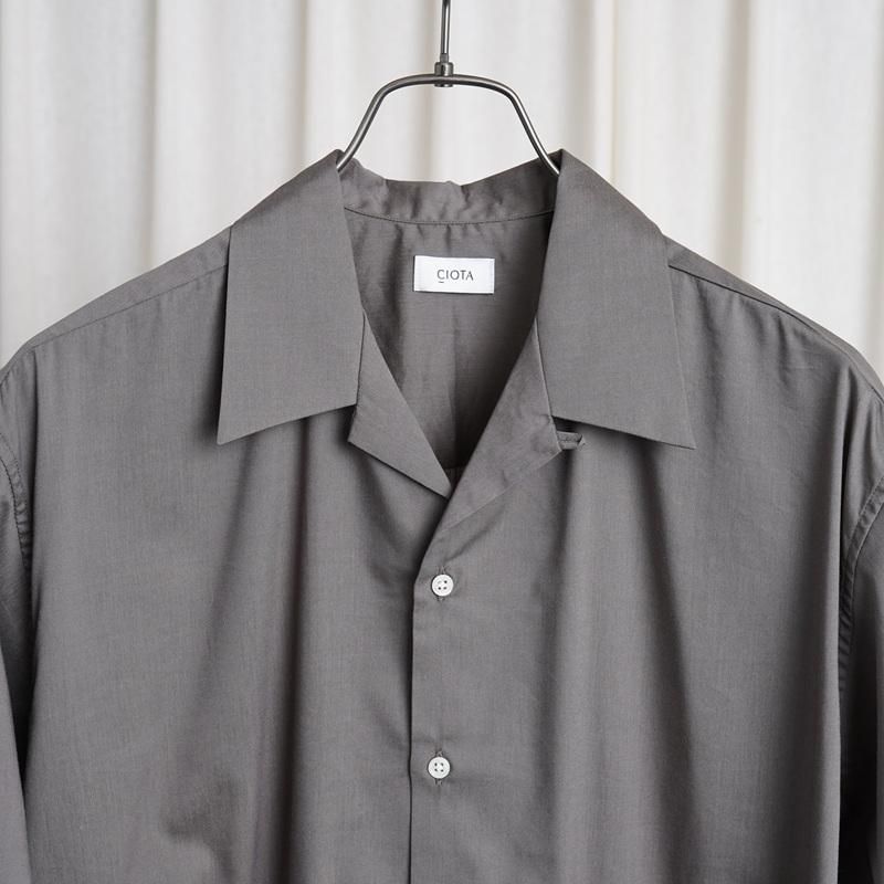 25S/SۡCIOTA  OPEN COLLAR SHORT SLEEVE SHIRT / GRAY