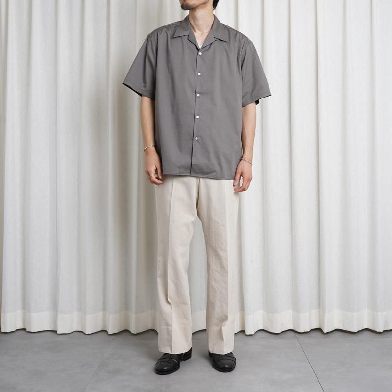 25S/SۡCIOTA  OPEN COLLAR SHORT SLEEVE SHIRT / GRAY