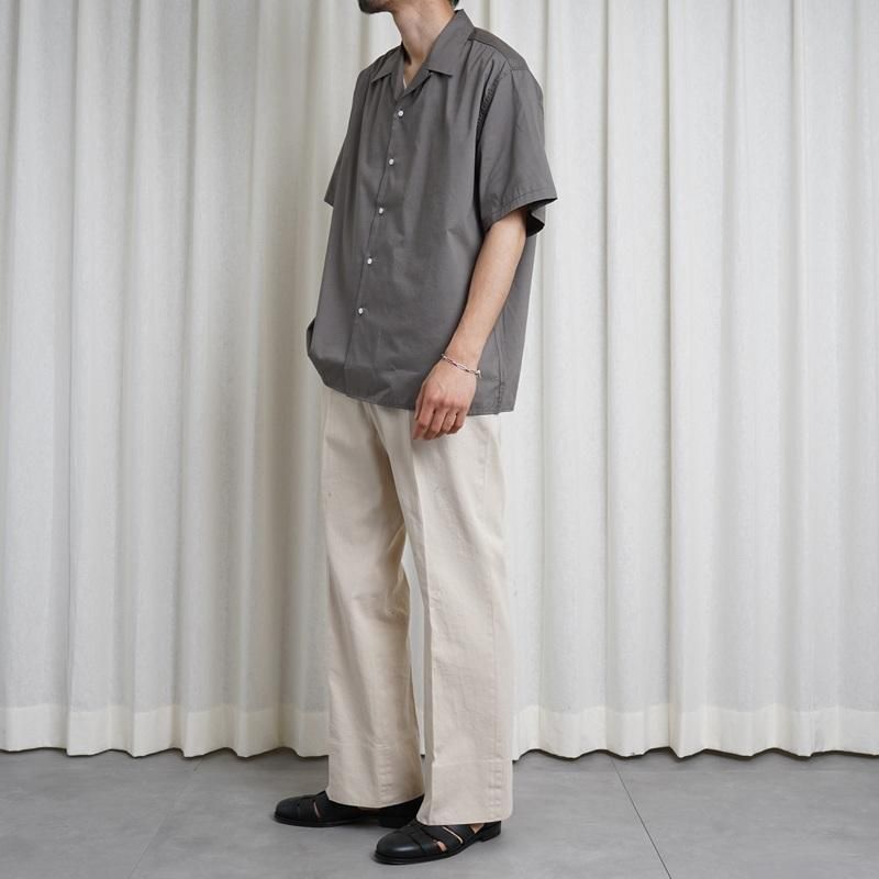 25S/SۡCIOTA  OPEN COLLAR SHORT SLEEVE SHIRT / GRAY