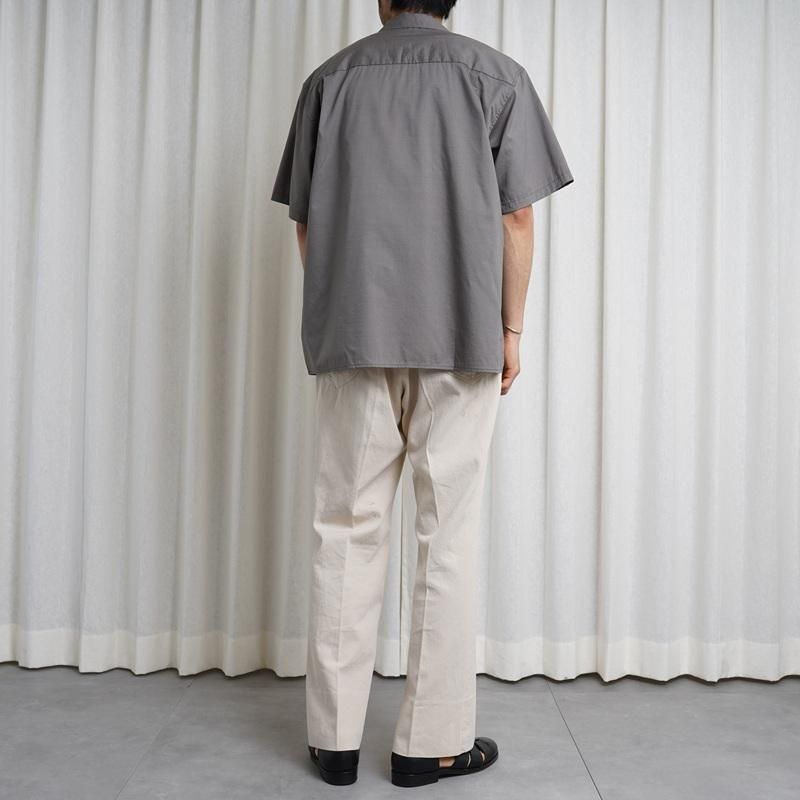 25S/SۡCIOTA  OPEN COLLAR SHORT SLEEVE SHIRT / GRAY