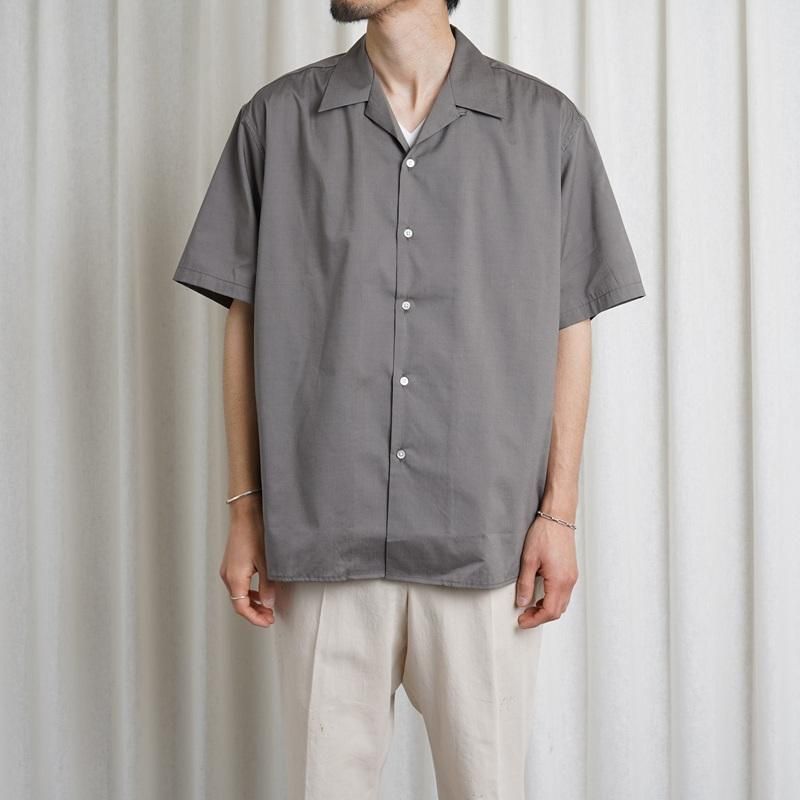 25S/SۡCIOTA  OPEN COLLAR SHORT SLEEVE SHIRT / GRAY