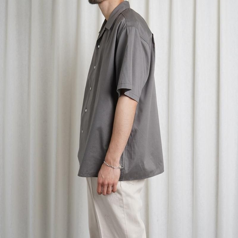 25S/SۡCIOTA  OPEN COLLAR SHORT SLEEVE SHIRT / GRAY