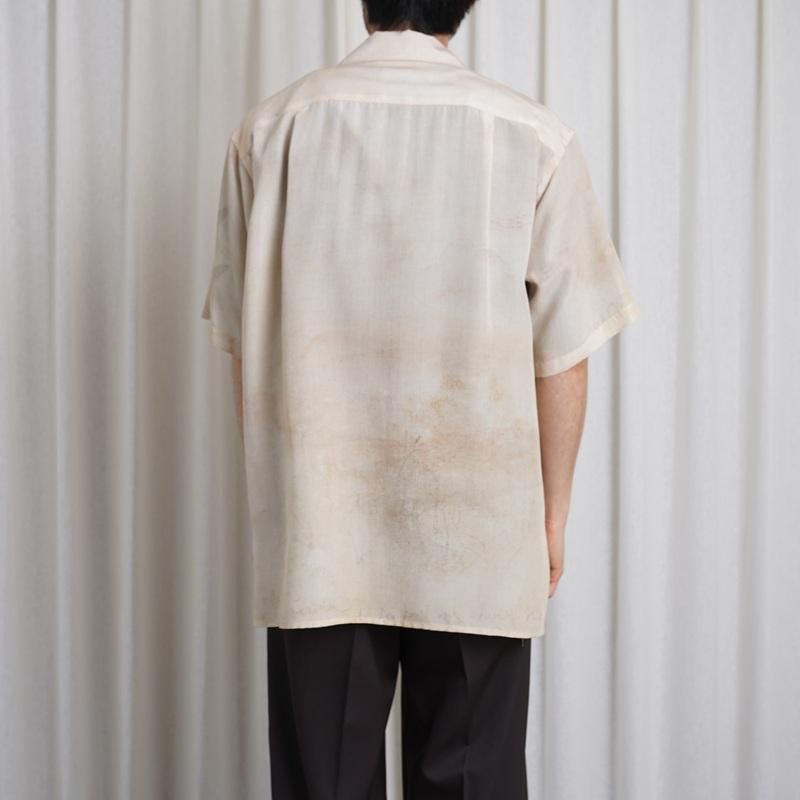 25S/SۡYOKE 衼 LANDSCAPE PRINTED OPEN COLLAR SHIRT / BEIGE