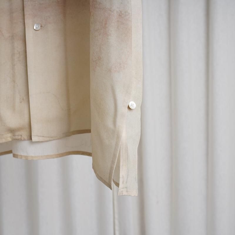 25S/SۡYOKE 衼 LANDSCAPE PRINTED OPEN COLLAR SHIRT / BEIGE